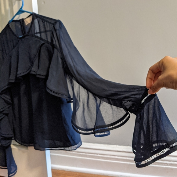 Keepsake The Label Night Lights Navy Dark Blue Ruffle Top XS - Picture 4 of 7